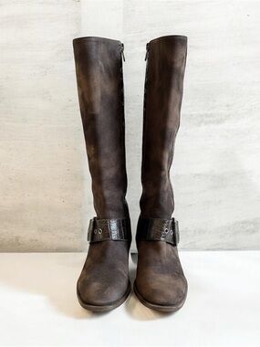 Donald J. Pliner Tall Buckle Riding Boots - Dark Brown